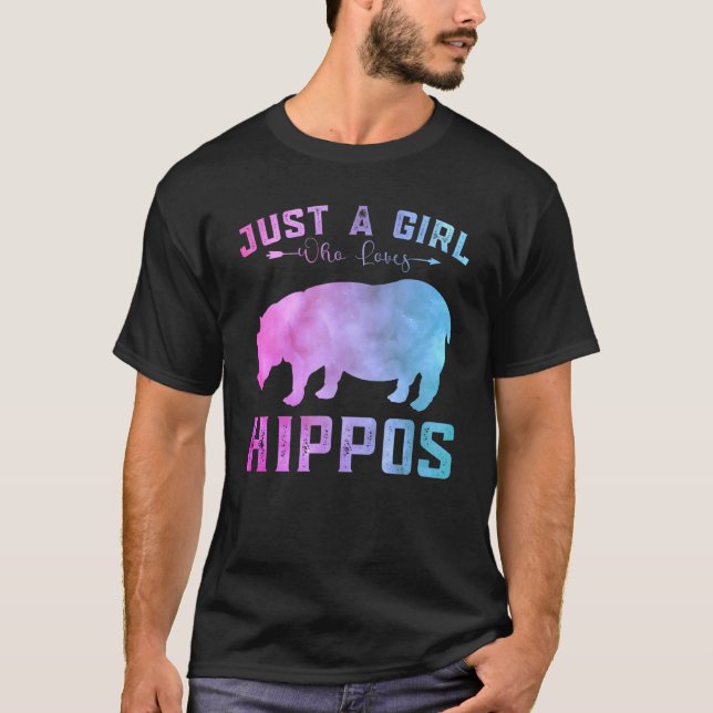 Lustigt Hippos Girls är bara en flicka som Kärlek  T Shirt (Framsida)