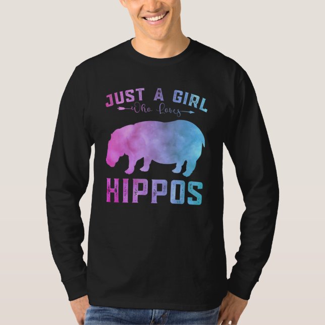 Lustigt Hippos Girls är bara en flicka som Kärlek  T Shirt (Framsida)
