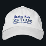 Lustigt "Hockey Hair Don't Care" anpassningsbar te Broderad Keps<br><div class="desc">Lustigt baseball stil-lock lyder "Hockey Hair Don't Care". (Du kan också ändra detta till Hockey Hair I DO Care Care".) Lägg till ditt team eller din spelare namn nedan och ändra enkelt texten och hatten färg. Oavsett om du är en hockey-spelare fläkt av en får du mycket skratt på fantastisk...</div>