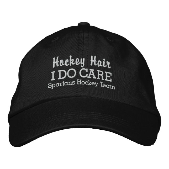 Lustigt "Hockey Hair I DO Care anpassningsbar Team Broderad Keps (Framsida)