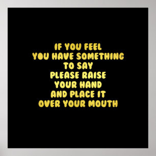 Lustigt höja handen för att tala skämt poster