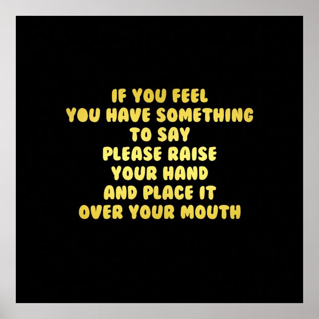 Lustigt höja handen för att tala skämt poster (Framsidan)