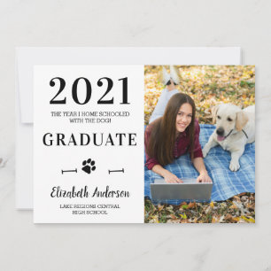 Lustigt Home School Hund Class 2021 Photo Studente Inbjudningar