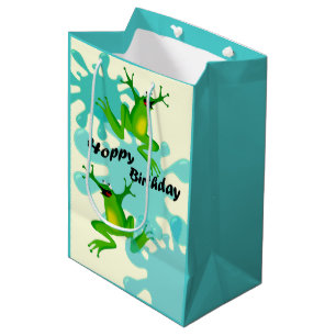 Lustigt hoppy Birthday Frog Med Gift Bag