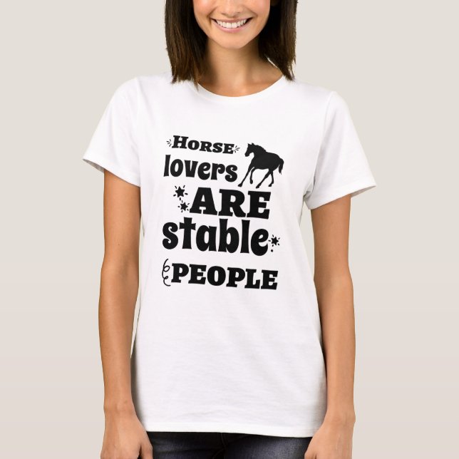 Lustigt Horse älskar stabila människor ord art T Shirt (Framsida)