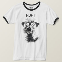 Lustigt HUH! Hund Sketch Manar's Ringer T-Shirt