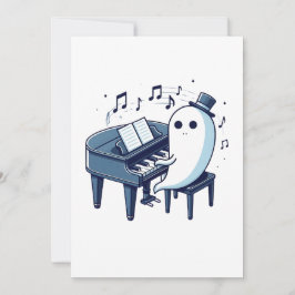 Lustigt, Humor & Cute Ghost spelar Piano Music Art Inbjudningar