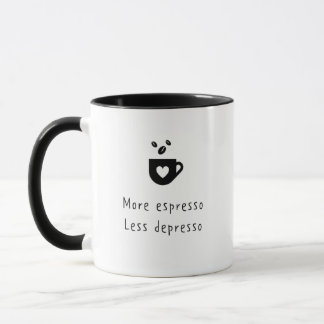 Lustigt humor söt mer espresso mindre deprimso mugg
