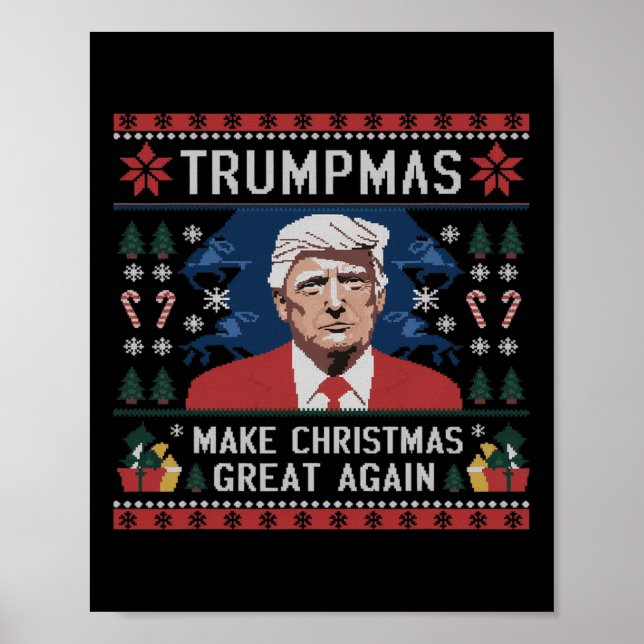 Lustigt humoristiska trumpmas Gör jul Underbar ige Poster (Framsidan)