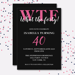 Lustigt humoristiskt 40:e födelsedag WTF Black & R Inbjudningar