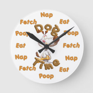 Lustigt humoristiskt Hund Time Wall Clock Rund Klocka