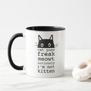 Lustigt humous Cat Puns Freak Meowt Mugg