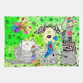 Lustigt Hund, Katt och kökshandduk för mus