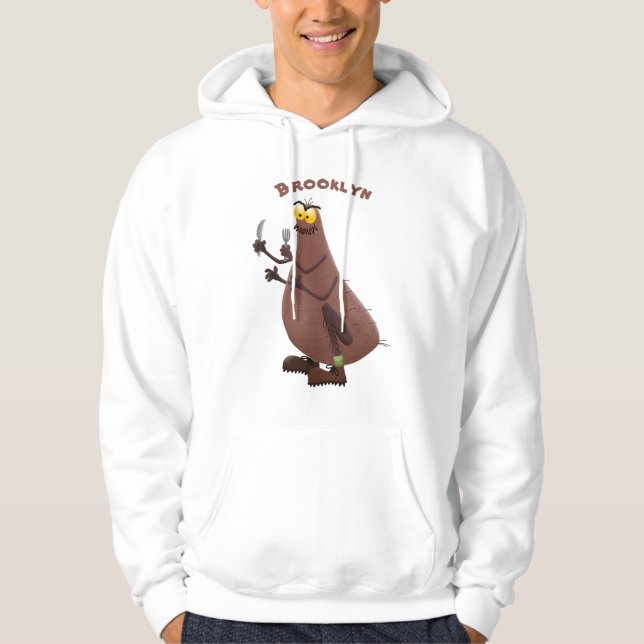 Lustigt hungrig ful loppa tecknad hoodie (Framsida)