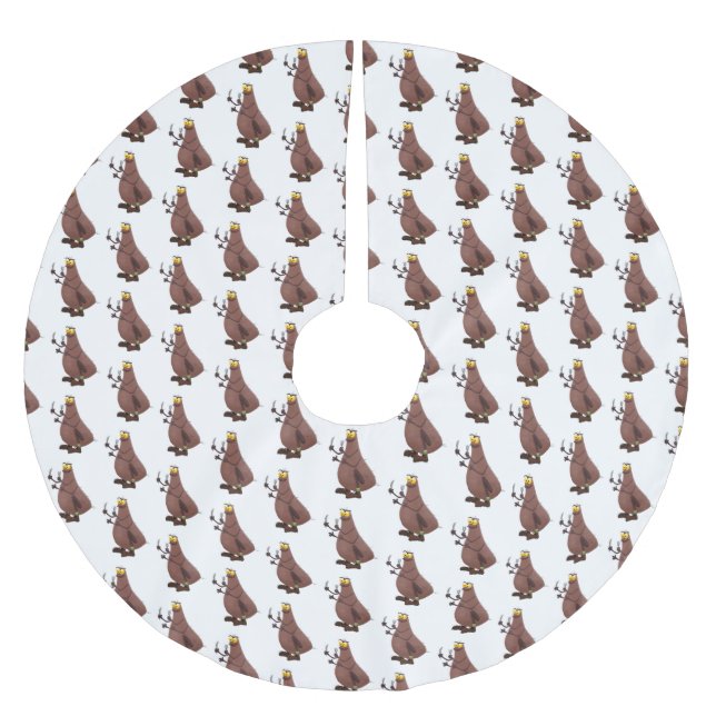 Lustigt hungrig ful loppa tecknad julgransmatta borstad polyester (Framsidan)