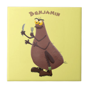 Lustigt hungrig ful loppa tecknad kakelplatta