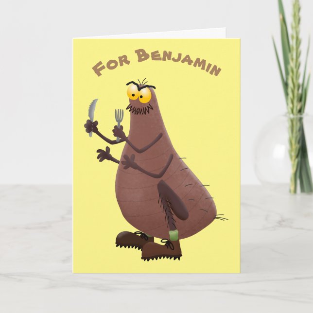 Lustigt hungrig ful loppa tecknad kort (Framsida)