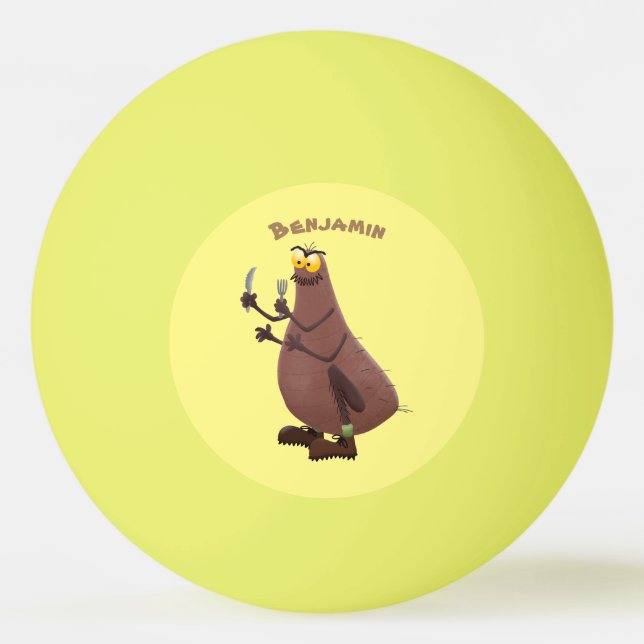 Lustigt hungrig ful loppa tecknad pingisboll (Framsidan)