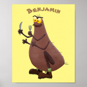 Lustigt hungrig ful loppa tecknad poster