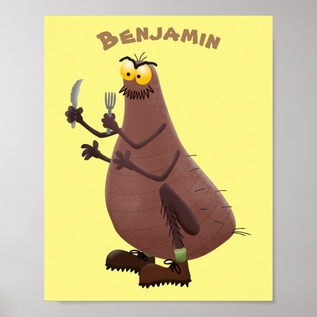 Lustigt hungrig ful loppa tecknad poster (Framsidan)