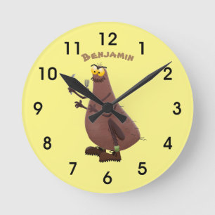 Lustigt hungrig ful loppa tecknad rund klocka