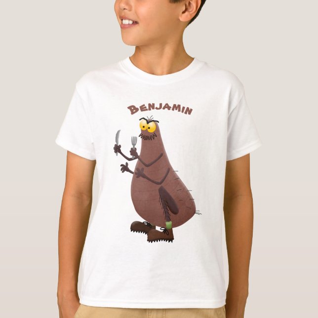 Lustigt hungrig ful loppa tecknad t shirt (Framsida)