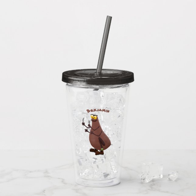 Lustigt hungrig ful loppa tecknad take away mugg (Baksida Ice)