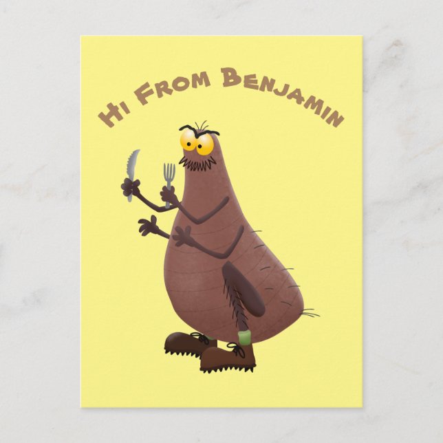 Lustigt hungrig ful loppa tecknad vykort (Framsida)