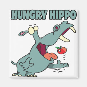 Lustigt hungrig hippo-tecknad magnet
