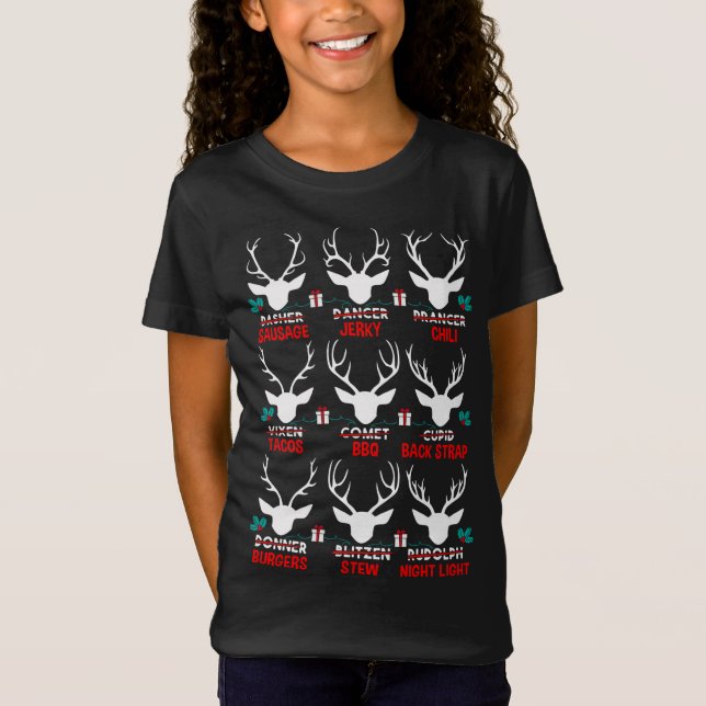 Lustigt Hunter of All Santa's Reindeers Cute Hjort T Shirt (Framsida)
