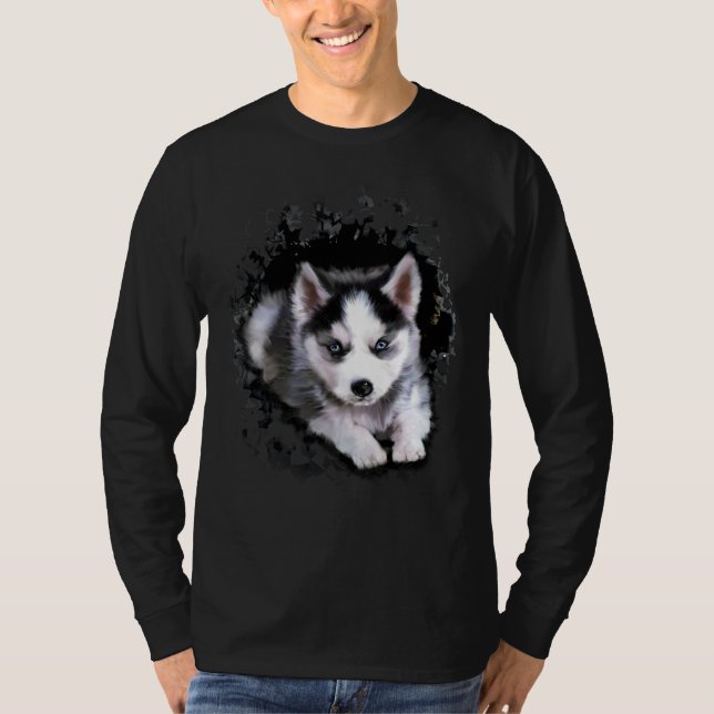 Lustigt Husky Breaks A Hål för att komma ut T Shirt (Framsida)
