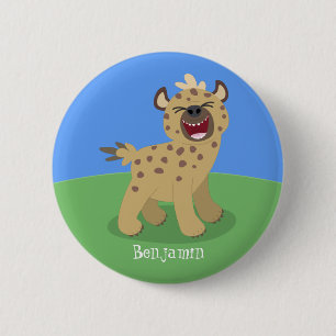 Lustigt hyena skrattande illustration av tecknaden knapp