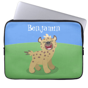 Lustigt hyena skrattande illustration av tecknaden laptop fodral