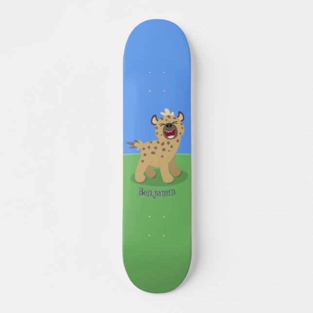 Lustigt hyena skrattande illustration av tecknaden mini skateboard bräda 18,5 cm (Framsida)