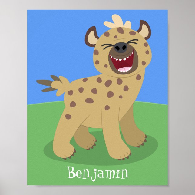Lustigt hyena skrattande illustration av tecknaden poster (Framsidan)