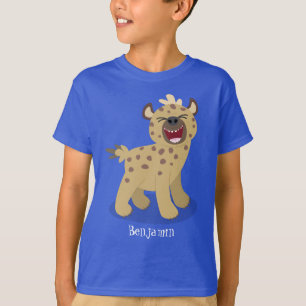 Lustigt hyena skrattande illustration av tecknaden t shirt