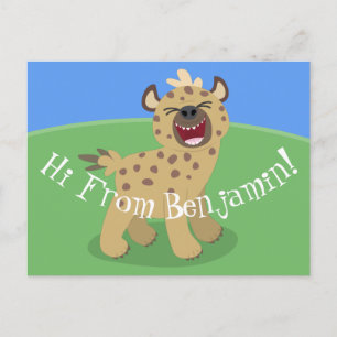 Lustigt hyena skrattande illustration av tecknaden vykort