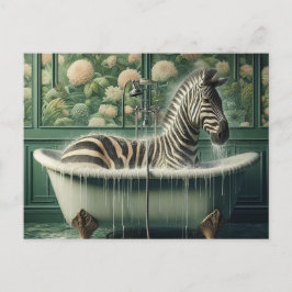 Lustigt i Bathtub Zebra-vykort Vykort