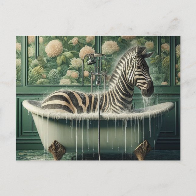 Lustigt i Bathtub Zebra-vykort Vykort (Framsida)