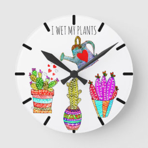 Lustigt i Blöt mina växter Cacti Round Clock Rund Klocka