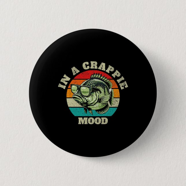 Lustigt i ett Crappie Mood Retro-fiske Sarkastic D Knapp (Framsida)