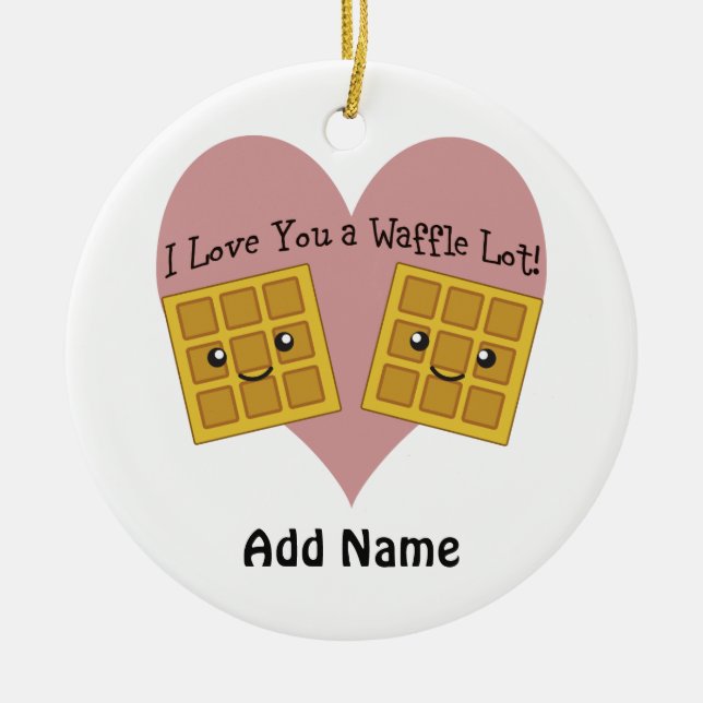 Lustigt i Kärlek du en våffel, mycket kawaii Waffl Julgransprydnad Keramik (Framsidan)