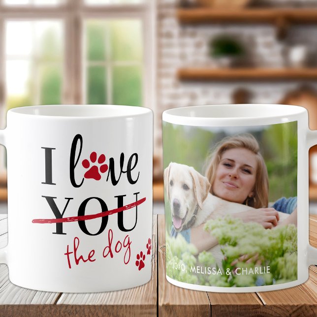 Lustigt i Kärlek, Hund Pet Photo Valentiness Kaffemugg (Skapare uppladdad)