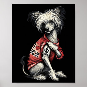 Lustigt i Kärlek Mamma Tattoo Chinese Crested Mamm Poster