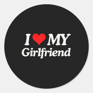 Lustigt i Kärlek Min Hett Girlvän jag gillar min H Runt Klistermärke