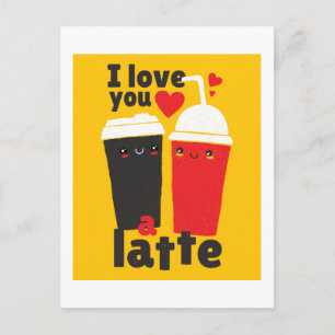 Lustigt i Kärlek - Valentineser för LATTE-kaffe Vykort