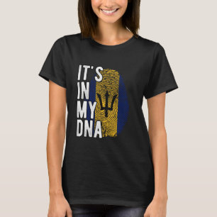 Lustigt i min DNA Barbados flagga Fingerprint T Shirt