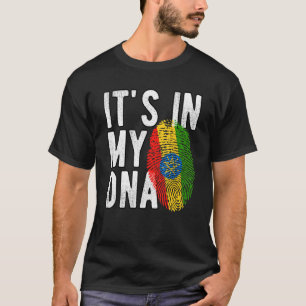 Lustigt i min DNA Etiopiens flagga Fingerprint T Shirt