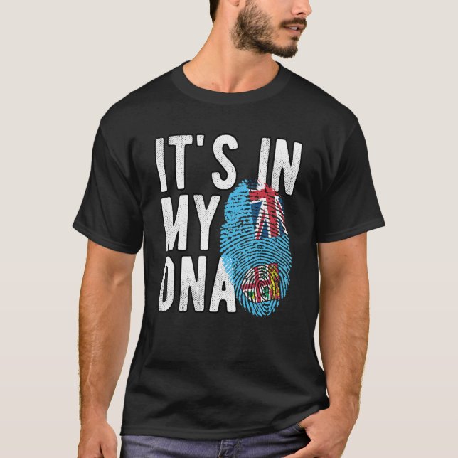 Lustigt i min DNA Fiji flagga Fingerprint T Shirt (Framsida)