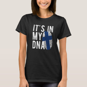 Lustigt i min DNA Finland flagga Fingerprint Prem T Shirt